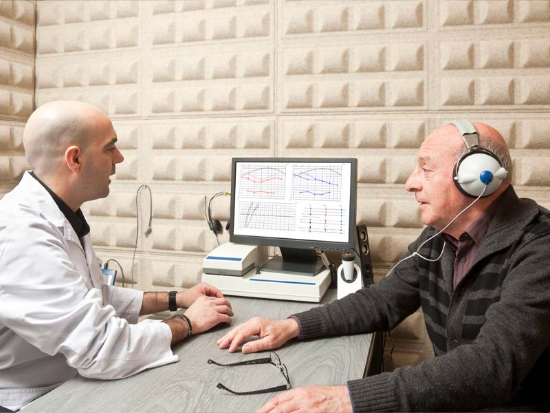 Man taking a hearing test